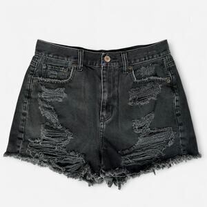 American eagle black distressed denim shorts